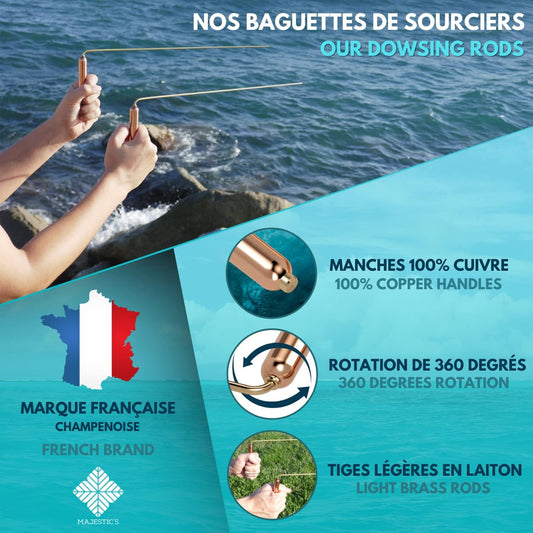 Deluxe Browser Wands & Divinatory Radiesthesia Pendulum FIND Professional SOURCIER Pack – French Brand