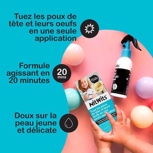 NitWits Lice and Nits Spray - Treatment Tapide - Plastic Comb Included - Easy to Remove - 120ml - 100% Effective