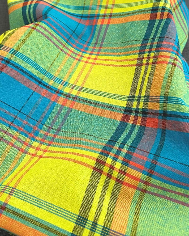 Madras Antillean Guadeloupe Fabric 11 Colours Oeko-Tex 150 g/m² – per 50 cm – For Costumes, Furnishings, Dresses, Caribbean Skirts (Red Orange Yellow Black)