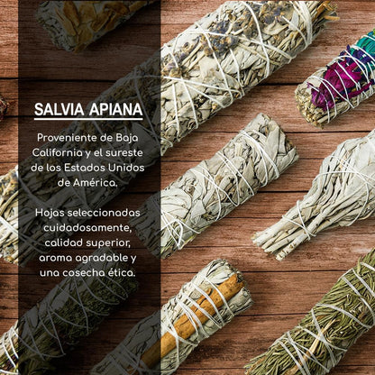 MUT22 4 Natural and Ecological White Sage Burning Stick, Natural Sahumerio, Purification of Negative Energies
