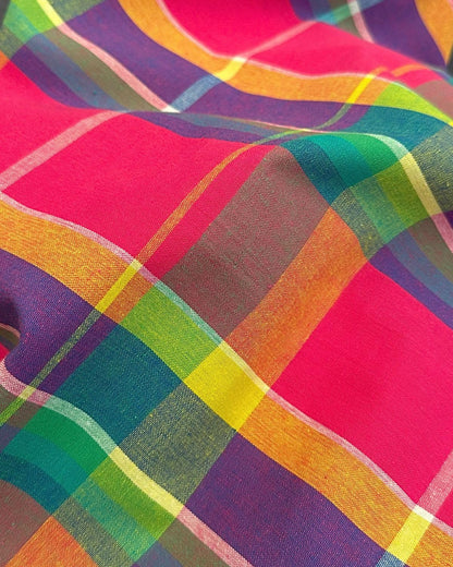 Madras Antillean Guadeloupe Fabric 11 Colours Oeko-Tex 150 g/m² – per 50 cm – For Costumes, Furnishings, Dresses, Caribbean Skirts (Red Orange Yellow Black)