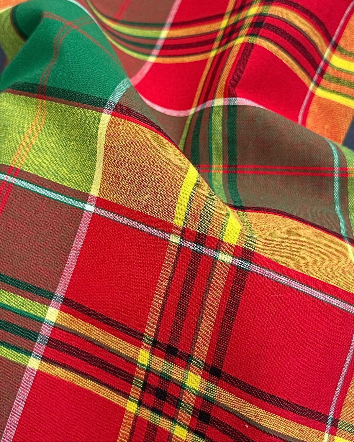 Madras Antillean Guadeloupe Fabric 11 Colours Oeko-Tex 150 g/m² – per 50 cm – For Costumes, Furnishings, Dresses, Caribbean Skirts (Red Orange Yellow Black)