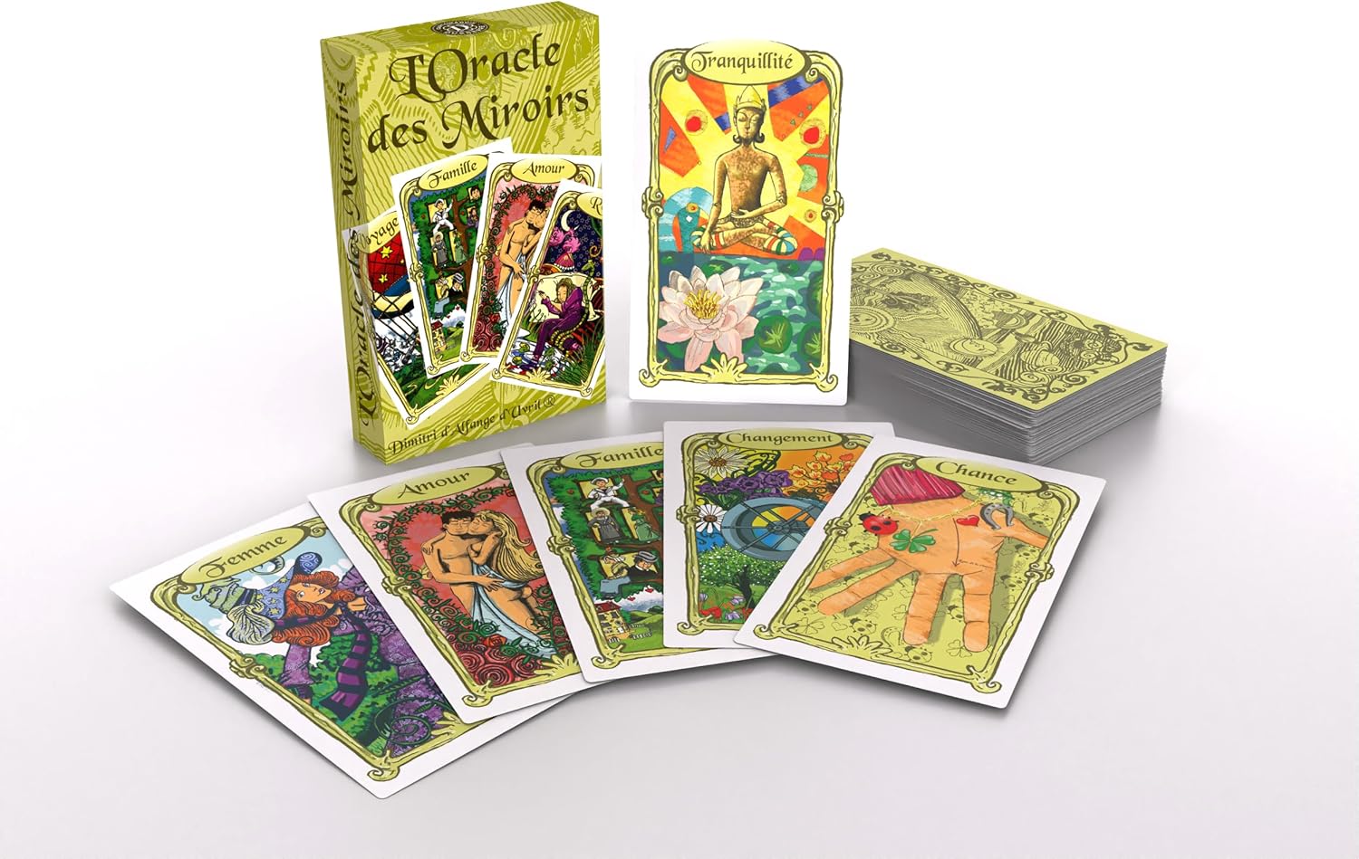 Grimaud - The Oracle of Mirrors - Divinatory Card Game - Divinatory Oracle - Cartomancy, Green Yellow