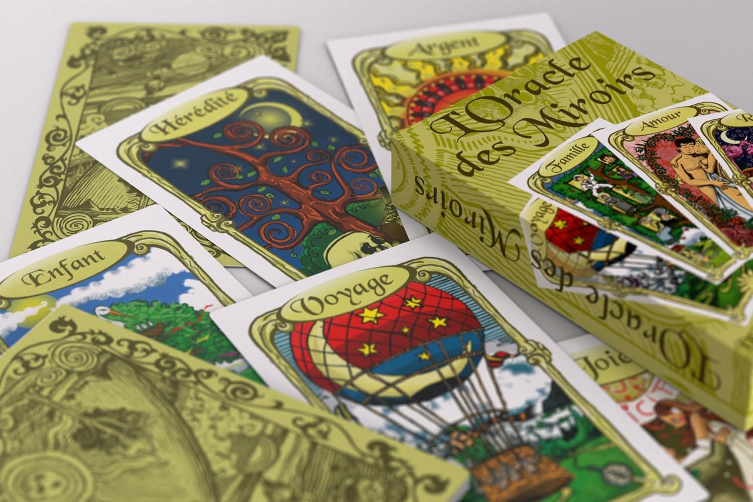Grimaud - The Oracle of Mirrors - Divinatory Card Game - Divinatory Oracle - Cartomancy, Green Yellow