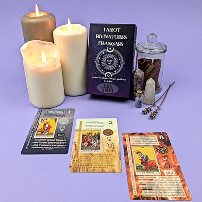 Witchy Cauldron Tarot Cards for Beginners in French with Guide