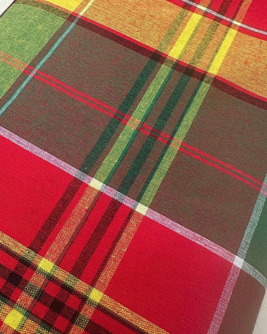 Madras Antillean Guadeloupe Fabric 11 Colours Oeko-Tex 150 g/m² – per 50 cm – For Costumes, Furnishings, Dresses, Caribbean Skirts (Red Orange Yellow Black)