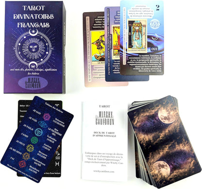 Witchy Cauldron Tarot Cards for Beginners in French with Guide