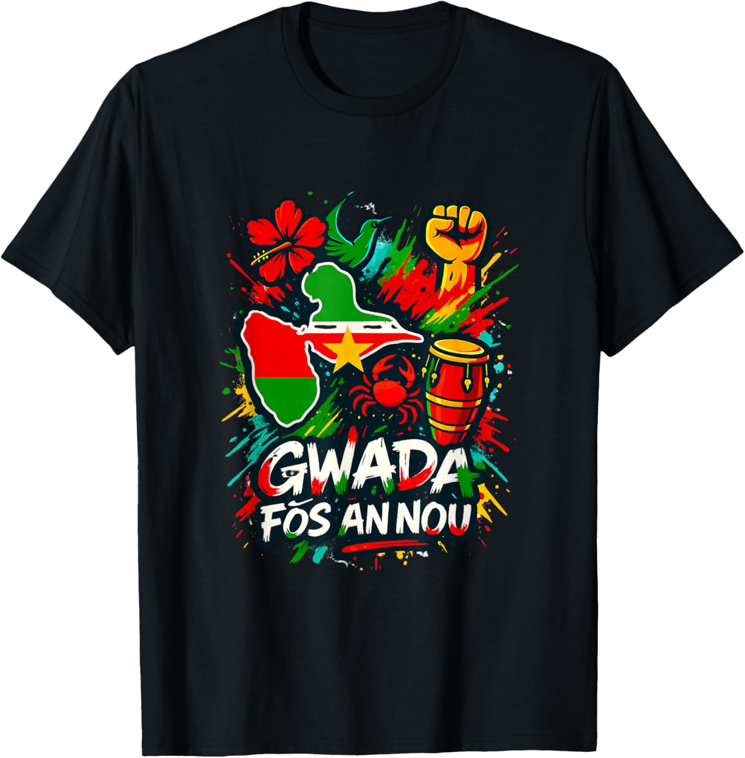 Gwada Vibes - Fós An Nou En Couleur T-Shirt, Black, S